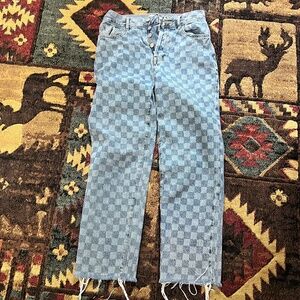 PacSun checkered cropped jeans